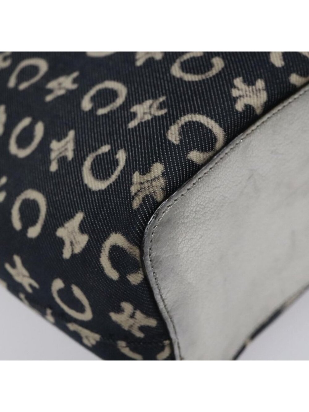 Authentic CELINE C Sulky Circle Shoulder Bag Canvas Navy Clear - Picture 8 of 16